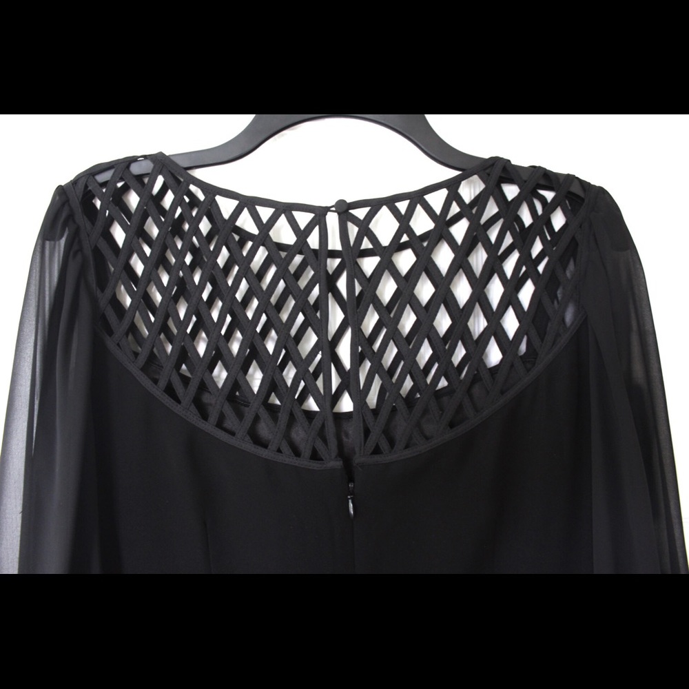 WHBM | Black Chiffon Long Sleeve Dress - Picture 4 of 7